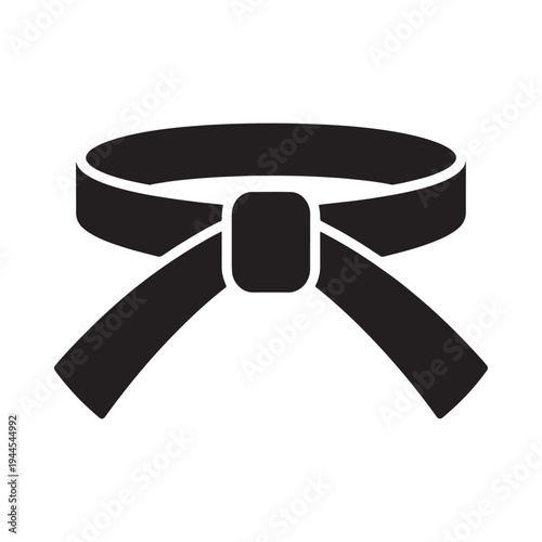 Simple black icon depicting a martial arts belt with a knot