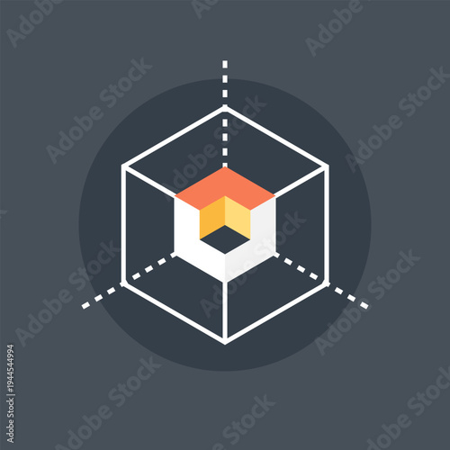 3D Modeling flat web icon concept
