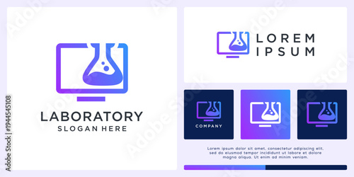 Laboratory logo design with screen and tube