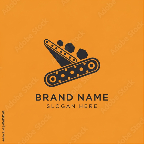 Conveyor belt logo design with rocks and text space for brand name and slogan.