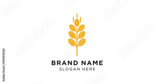 Golden wheat ear logo with text space for brand name and slogan.