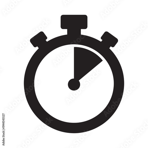 Simple black stopwatch icon displaying a partially elapsed time measurement