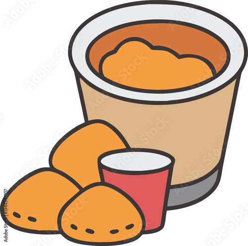 Chicken Nuggets and Dipping Sauce Cup Illustration