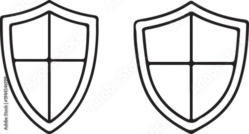 Two heraldic shields with a cross design