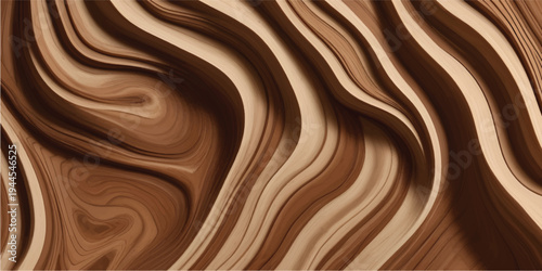 A smooth liquid dark chocolate background features a delicious brown cream swirl and flowing cocoa texture with a sweet melted wave pattern