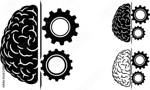 brain with gears mechanical mind concept with human cerebrum and cogwheels for technology and thinking  symbol of artificial intelligence