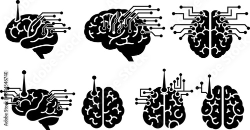Brain with circuit board and microchip technology integration concepts