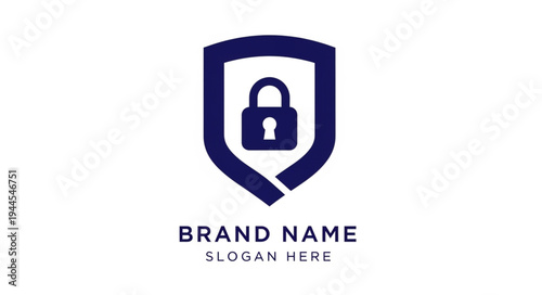 Shield with padlock icon representing security, protection, and safety for a brand or business.
