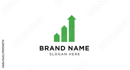 Green upward trending bar graph with arrows indicating growth and success, suitable for business finance.