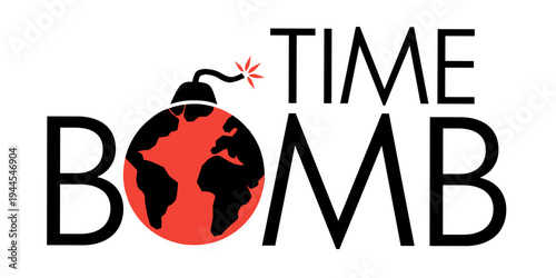 Time bomb concept with earth globe illustration