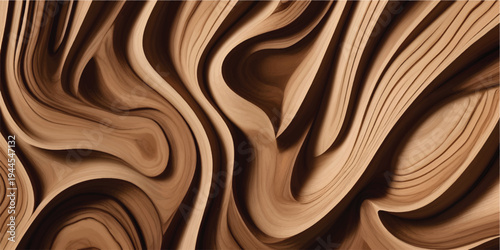 Wavy wooden planks with dark shadowed grooves create a textured abstract pattern