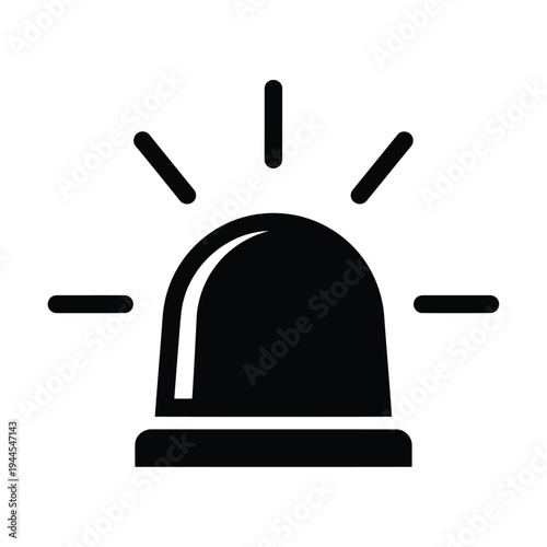 Illustration of black silhouette of a police siren light on isolated vector