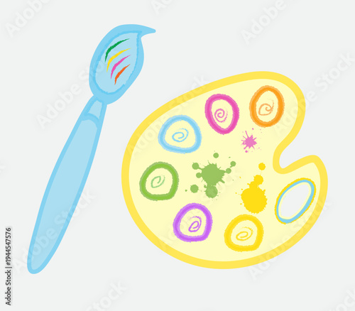 paintbrush with color palette colorful chalk doodles