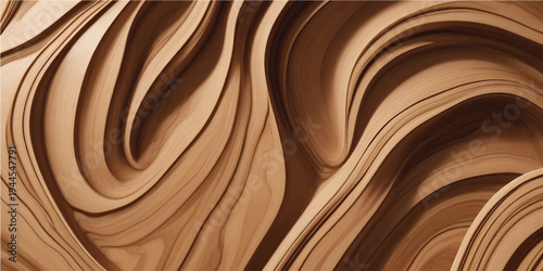 Smooth dark brown wood texture pattern with cream and gold swirls for a luxurious wallpaper design