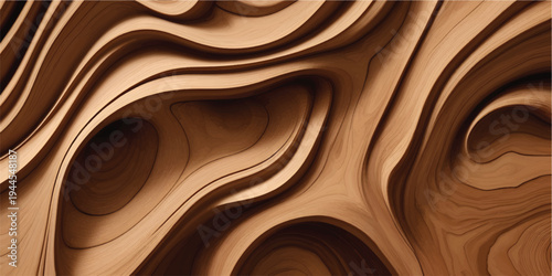 Wavy wooden planks with dark shadowed grooves create a textured abstract pattern