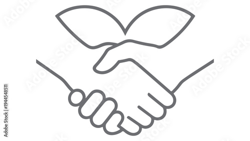 Handshake Heart Line Icon, Partnership Agreement Support Love and Community Care Outline Vector Symbol