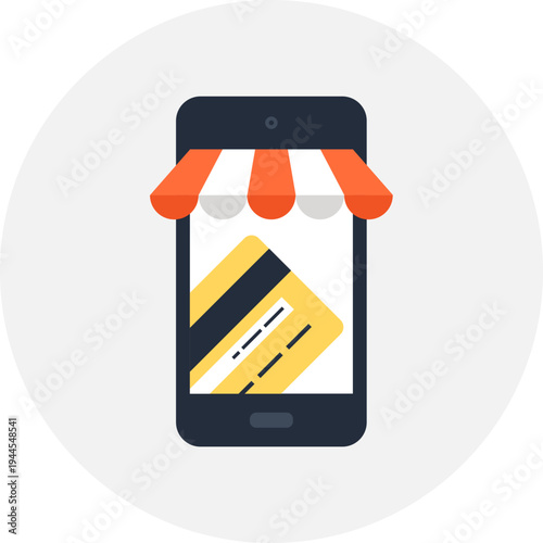 mobile commerce flat web icon concept