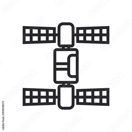 space station icons outline and Flat Style,transparent background