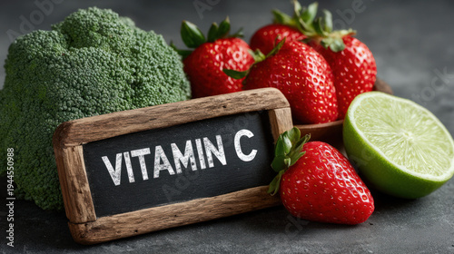 Text "VITAMIN C" on a chalk...