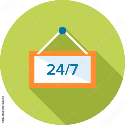 open around the clock flat web icon concept