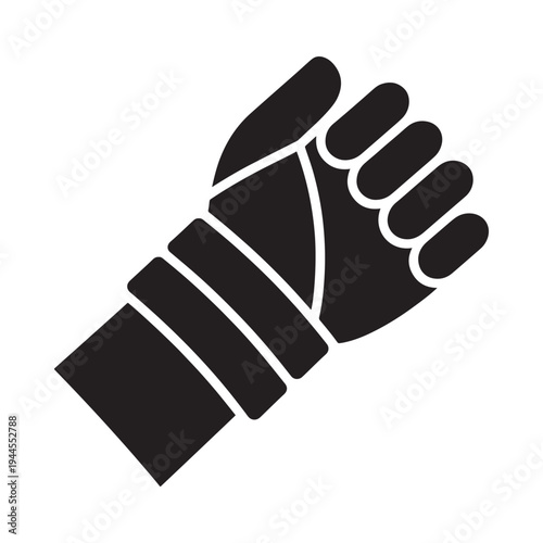 Black silhouette of a hand wearing a martial arts wrap