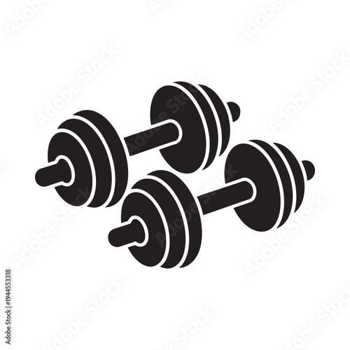A pair of black dumbbells shown in a simple graphic illustration