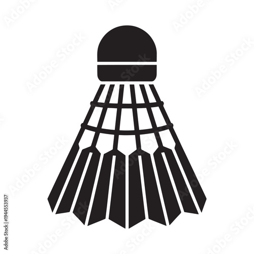 Simple black and white illustration of a badminton shuttlecock