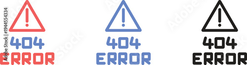 404 Error Page Not Found and Website Warning Alert Icon Set