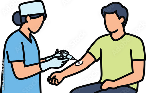 Doctor Drawing Blood From Patient's Arm For Medical Test, Health Care Concept