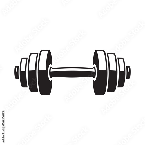 A simple black and white illustration of a standard barbell weight
