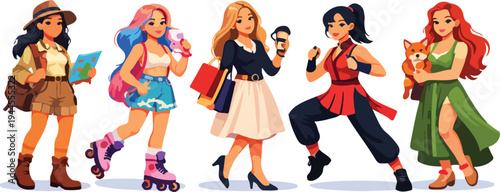 Diverse Female Character avatar Illustration Bundle with female avatar mega collection.