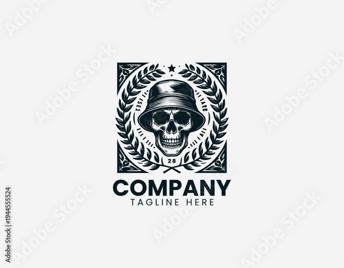 The black skull wearing a bucket hat creates a bold urban street style graphic