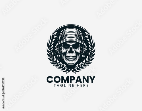 The black skull wearing a bucket hat creates a bold urban street style graphic