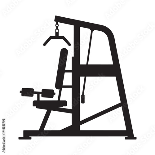 Silhouette of a weight training machine for upper body exercises