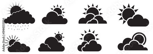 Clouds with faces showing emotions mood vector illustration flat design