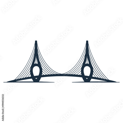 Suspension bridge featuring twin pylons and multiple cables supporting the deck structure
