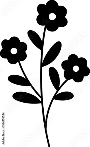 Cute spring wildflower silhouette vector illustration.
Decorative wildflower silhouette  for spring floral design.
Transparent background. SVG.