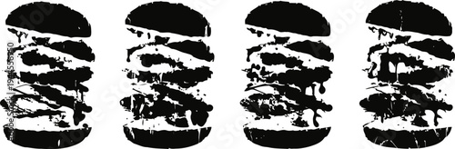 double cheeseburger with multiple beef patties, lettuce, tomato, cheese, and bun stacked high