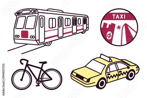 Various modes of urban transportation city travel commute