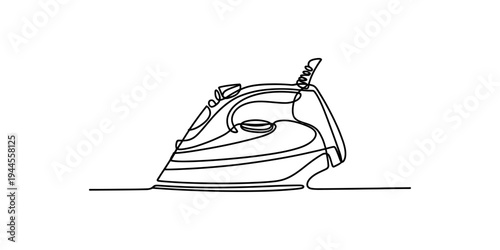 Continuous line drawing of a modern electric iron for ironing clothes and removing wrinkles Vector, illustration