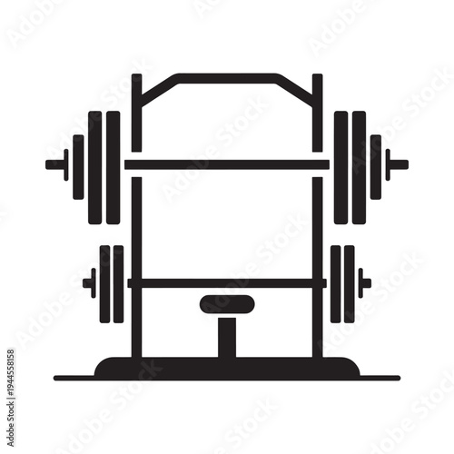 Black silhouette of a smith machine with barbell and safety catches