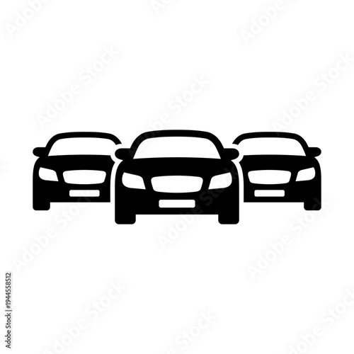 Car icon. Car dealership. Fleet. Three cars. Car rental. Vector icon set isolated on white background.