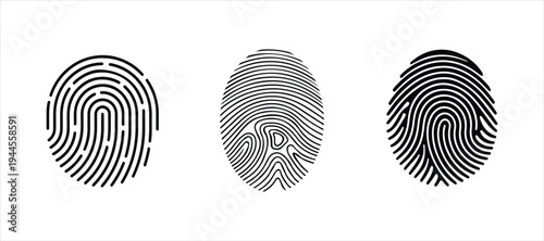 finger print vector hand drawn illustration on white background, finger print  icon set silhouette vector.