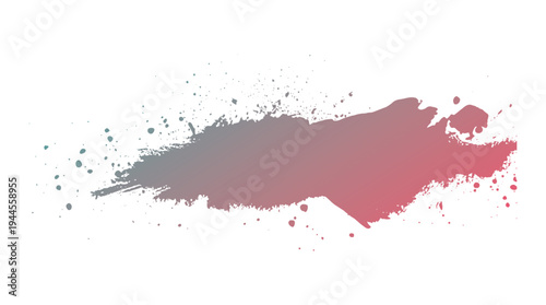Abstract gradient paint splash with scattered dots and rough edges on white background splatter