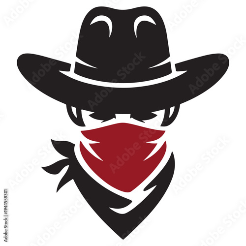 Mysterious masked figure with a cowboy hat and bandana