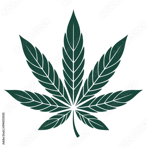 Stylized illustration of a cannabis leaf with detailed serrated edges