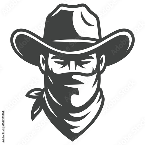 Classic cowboy silhouette with a bandana and wide-brimmed hat