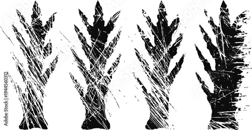 grunge wheat silhouettes set with distressed texture and scratched effect in black