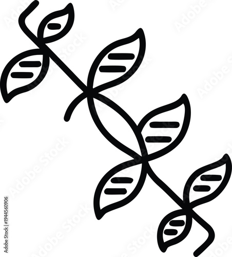 Genetic Engineering Icon Representing Plant Biotechnology and DNA Helix Plant Vine
