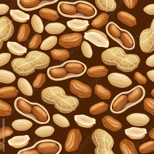 Seamless background of peanut. Vector illustration with nuts for textiles, prints, paper, notebooks, books, brochures, templates for diaries, copybook.